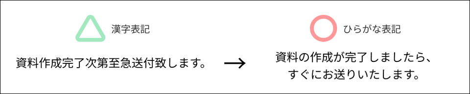 ひらがな多めの表記に直した例